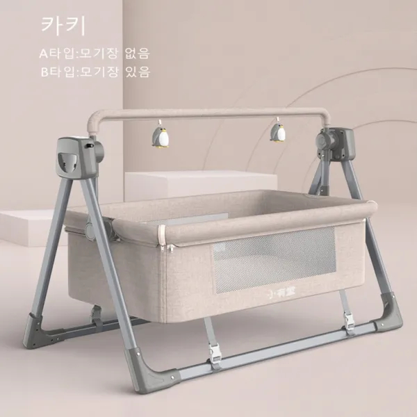 DW 유아흔들요람 신생아 스마트전동바운서 침대 요람 흔들침대, (A타입)카키