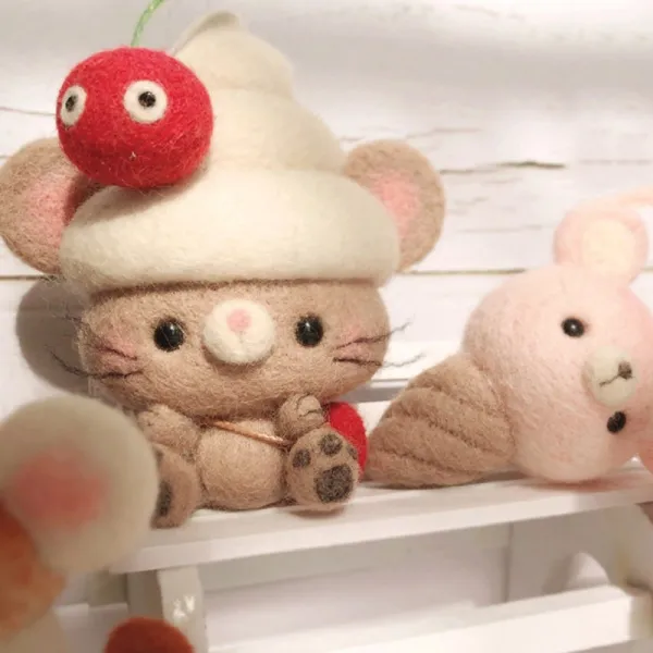 HY 미니어쳐 DIY 양모펠트 지세트 동그라미 크리스마스 새해선물 띠로 귀여운쥐새끼 해양털로 락토낭 XT16 A8, 02 조합, 1조