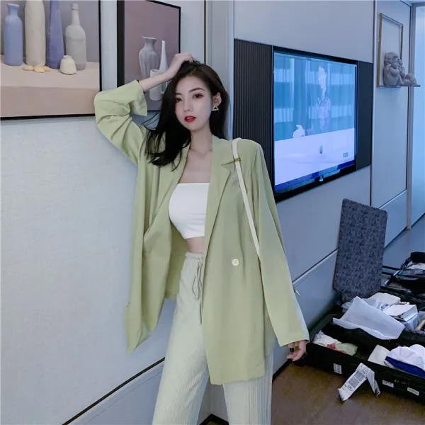 2288 원버튼 슬림 정장 코트 밴딩 허리 구덩이 니트 캐주얼 바지