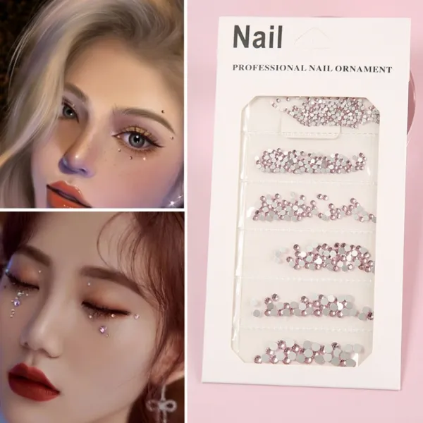 엘네티 글리터 색조메이크업 눈초리 스티커 별 눈물 사마귀 첩 라이크 무대 화장함 선명한 규빅 펀치크 장식, L47 -플랫 핑크 규빅 (금저 )아