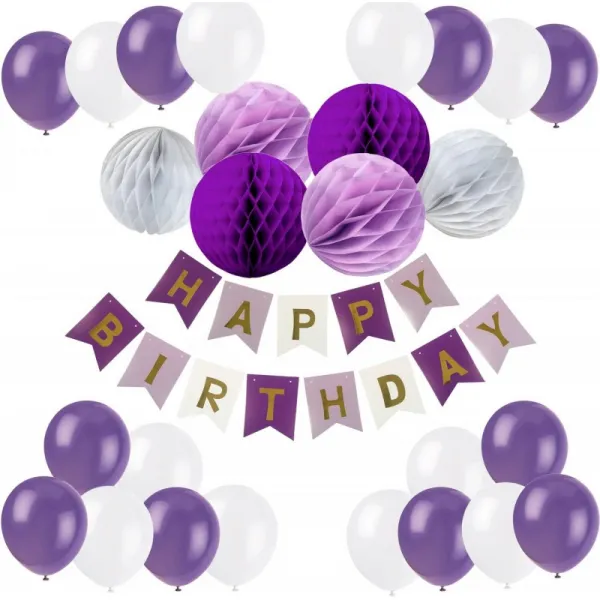 리코시스 생일 축하 합니다 추방 생일 갈랜드 라텍스 풍선과 실크 종이 Alv©oleole© 생일 파티 바이올 단일상품