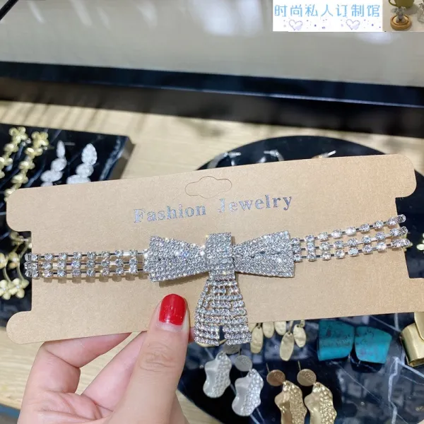 먕스타일 2동업자 공설아 같은스타일 스톤 나비넥타이 숏 CHOKER 스웨터 체인