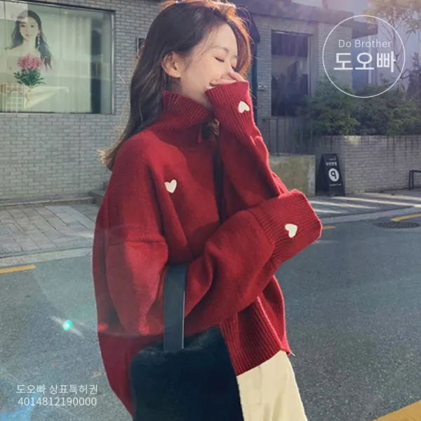 도오빠 오버핏 여성 니트 폴라티 스웨터 터틀넥 티셔츠 하이넥 루즈핏 빅사이즈 여자 목폴라 20대 30대 패션 데일리룩 캐주얼 빅사이즈니트
