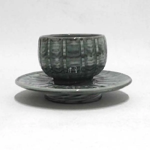 우리도예 이천명장물레계영배 무지청자유 백자 상감청자 진사 연리문 (12종택1), 1세트, 연리문 잔받침 계영배