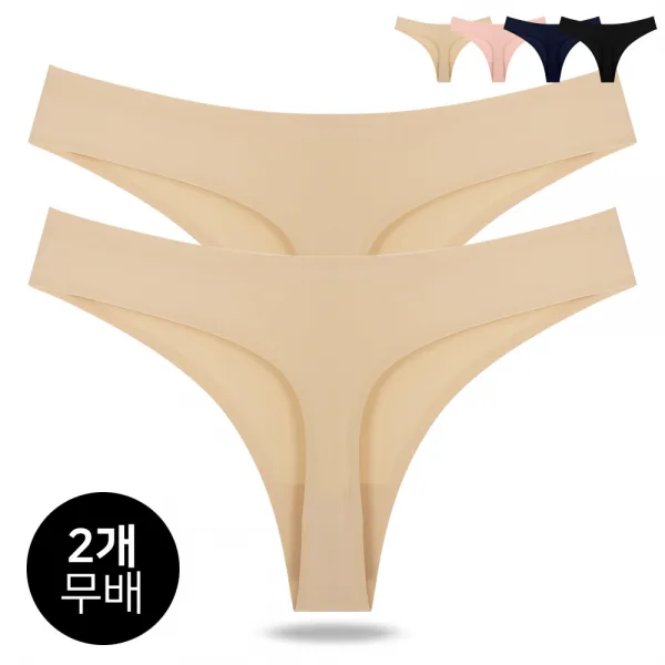 마켓콩 여성 심리스 누디 티팬티(노라인 데일리 비키니 팬티)-2P