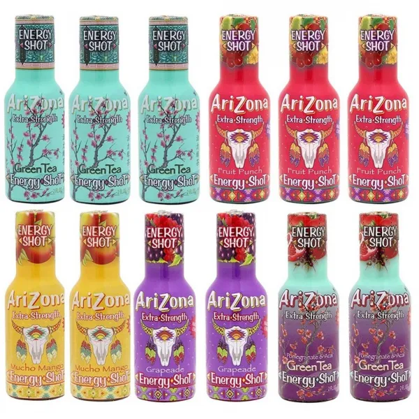 AriZona 엑스트라 스트렝스 에너지 샷 모듬 케이스 (싱글 맛 상자 출하) (2 녹차 꿀 2 ?茶 2 과일 펀치 2 Grapeade 2 하니까요 망고 2 녹차 석류), 선택, 상세설명참조