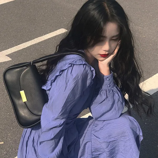 싱글 봄옷 여성 고퀄리티 프렌치 보라원피스 디자인감각 보이핏 볼륨 멈추다 롱 2849050213