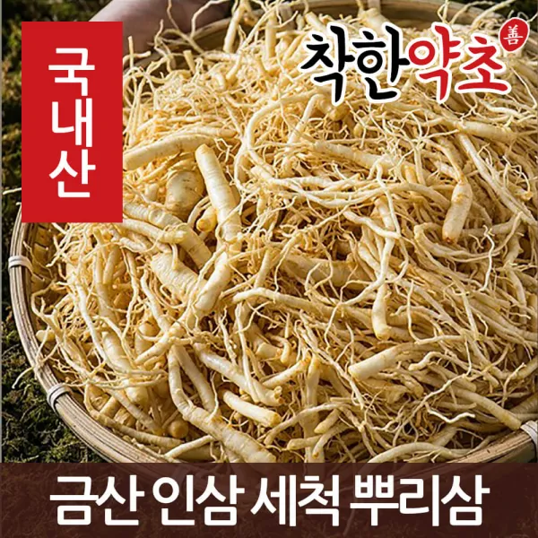 착한약초 금산 인삼 50종 수삼 삼계용 인삼주키트 선물세트, 1개, 1I9K_금산 인삼 세척 뿌리삼 1kg