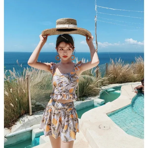 미래물 온천욕복 수영복 여 슬림 체형 투피스 보수 가슴 볼륨 수영복ZZW