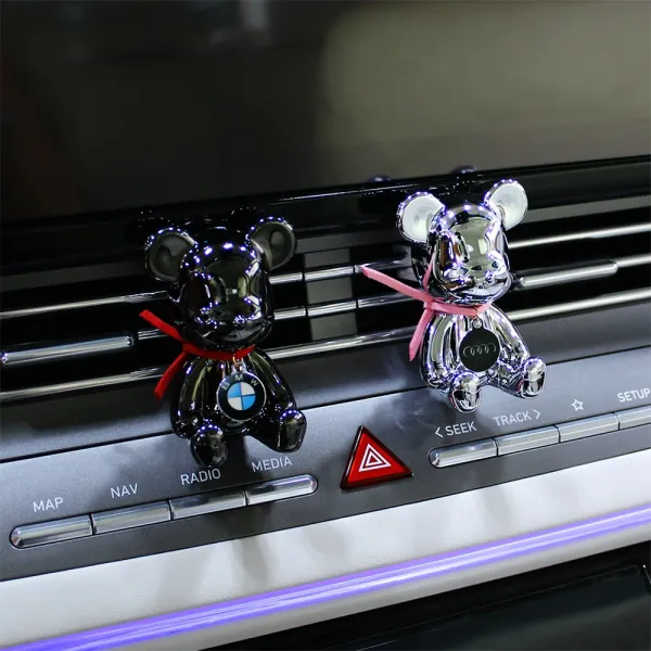 조이오퓨저 풀케르 베어(PULCHER bear) 차량용 방향제 디퓨저 크롬 베어브릭 2개, 자몽, 블랙+실버