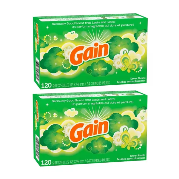 게인 Gain Dryer Sheets Original 드라이 건조기 시트 오리지널 향 120매 2팩, 1개, 120개