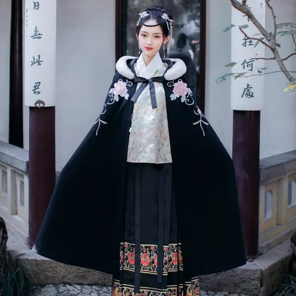 올데이퀸 여성 러블리 케이프 망토 국운부용망토여고풍자수코트에 롱 여겨울 기모노