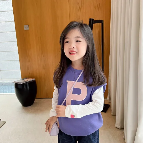 블루 작은아버지 이니셜 베스트 조끼 2022 봄옷 여성 라운드넥 와이드 루즈핏 나시티 상의 4467499199
