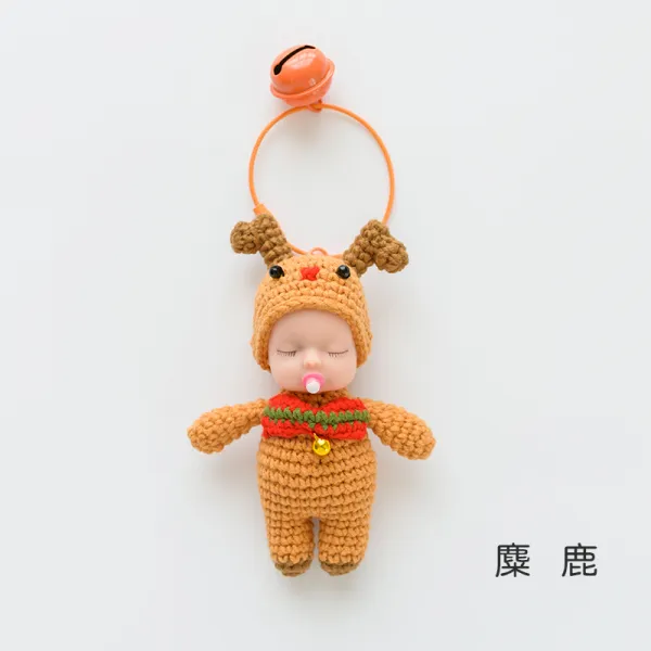 하다맘 핸드메이드 위빙 작은 집 수면인형 스티치 DIY 재료 손뜨개질 열쇠고리 밀크 털실, 라이트 노루 잠에서 깨다 인형 포함안