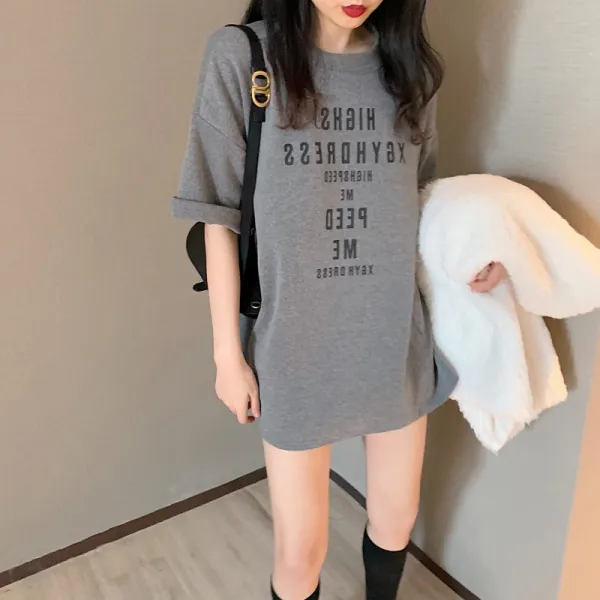 달암지 여름티셔츠패션 하라쥬쿠 바람결 루즈탑 반팔 Ins 트렌드 소매 큰 여성복
