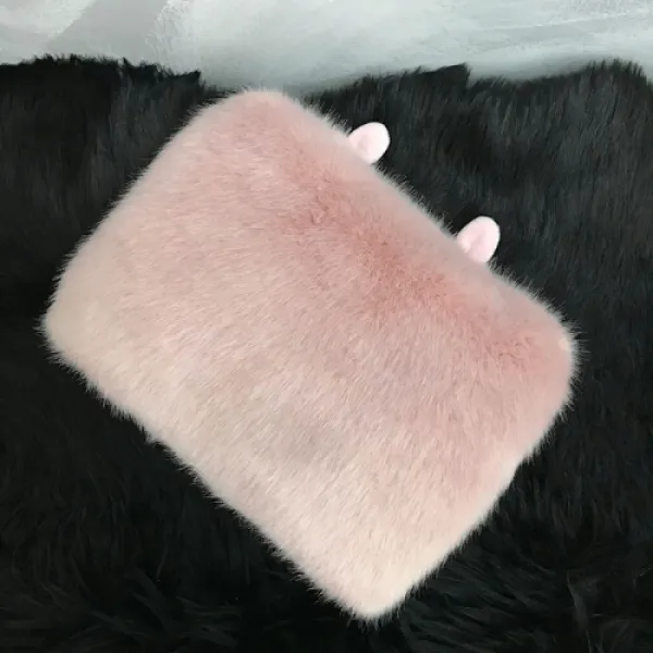 온수봉투충전식 여난아기 봉제 귀요미열보난배 핫팩 물주머니 전기난수보 핑크 모조밍크털 [국표내담대 방폭지갑], 1개