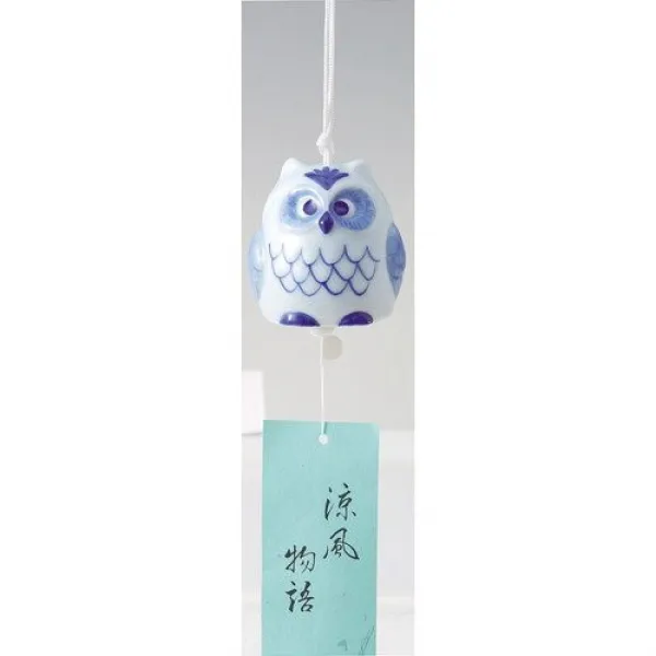풍경 소메쯔케(염부/청화백자) 올빼미 [높이5.5cm] 납량 인테리어 귀여운 시원하 여름, 본문참고