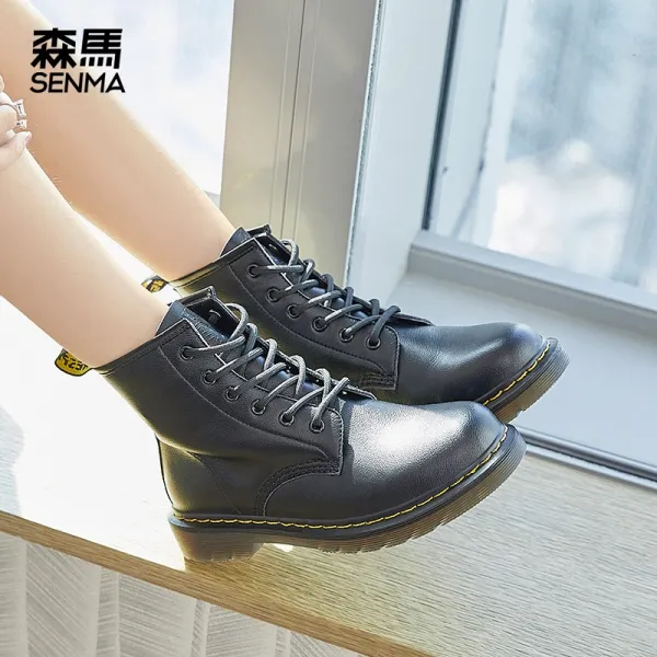 패딩부츠 Semir블랙색 워커 여성유니크한 가을겨울용 2020뉴타입 발작아보이는 6구멍 끈허리띠 빅헤드 숏부츠