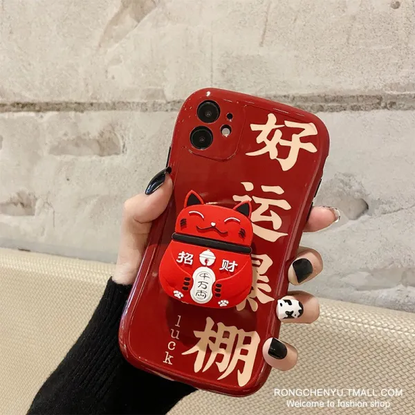 디디마켓 하드젤리케이스 와인레드 내막 행운 폭막 독창적 문자 적용 화웨이 P40PRO 핸드폰케이스 잘록 허리 P30PRO