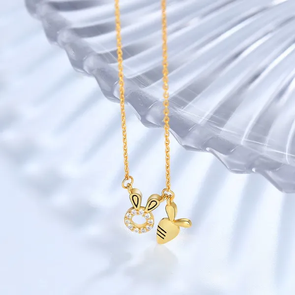 미 만 S925 순은 토끼 무 목걸이 여 소중 디자인 달콤 상큼 숏 쇄골 체인