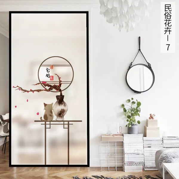 브띠 정전기 비스코스 샌딩 시트지 욕실 거실 화장실 불투명 침실 창문턱 보호필름 민속화 초 7