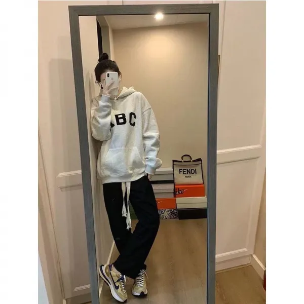 겨울투피스 가오제커 당기다 와이드 루즈핏 오버핏 후드 두꺼운 맨투맨 빅진 캐주얼바지 눈길을 끄는 가을 3356363034