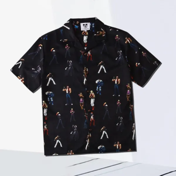 스위트영 반팔셔츠 MR루르 왕일박 같은스타일 INS 클래식 힙합 권좌 팔신암 플라워 프린트 와이드 루즈핏 반