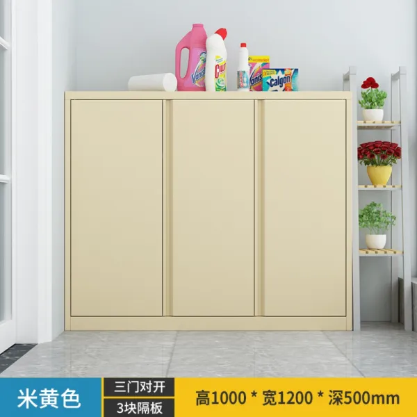 가정용 야외 발코니 수납장 자외선 차단 방수 수납장 심플 신발장 야외 수납장 철제 수납장 밴드 잠금장, 아이보리 1000*1200*500 맞불개