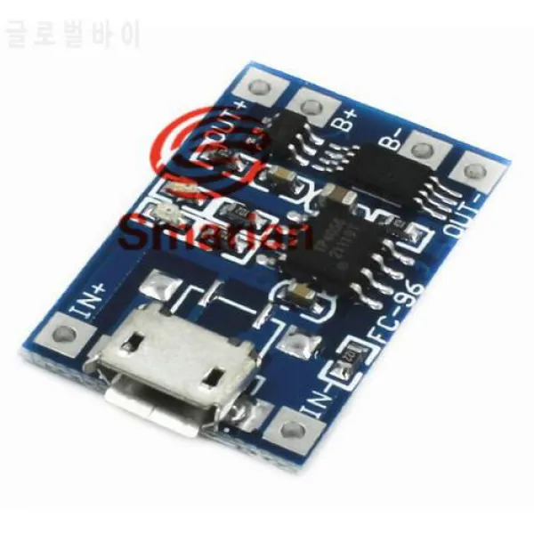 공식적인 smaria 보호를 가진 마이크로 USB 5V 1A 18650 리튬 건전지 충전기