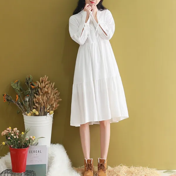 에이프릴래빗 여성 스커트 가을 롱 레트로 면 롱 스커트 데일리 여성 셔츠 스커트 20se123