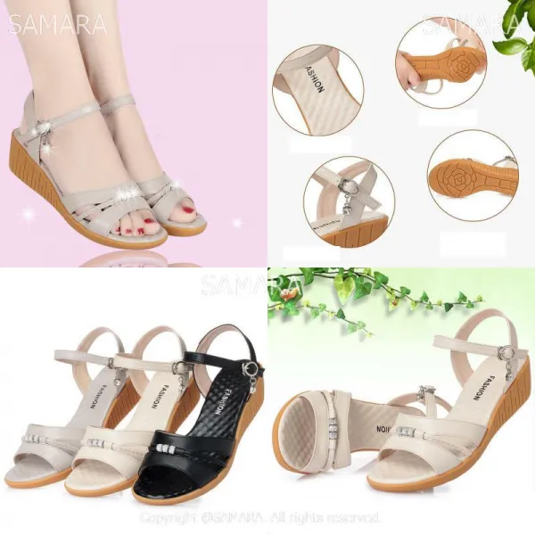 Qterra 특허브랜드 C3930 일자스트랩 샌들 샌달 엄마 웨지힐 신상샌들