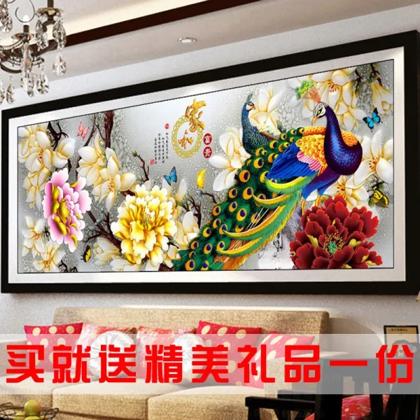 보석십자수 5d다이아몬드그림 가화만사성 공작 모란 목련 부자되는 십자수 2미터신상 T07 상품 증정 공구 패키지 수명 주얼리