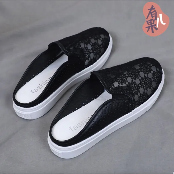 Krui@#1017 망사 반슬리퍼 여2020 여름 키높이 통굽송편