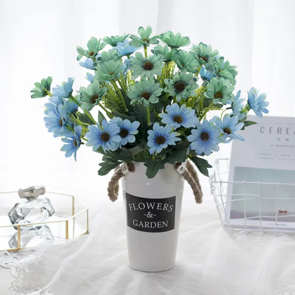 어반30 인테리어 조화 장식 해바라기 거실 가짜 꽃 TV 옆의 티테이블, 민트+4블루유화란+고철통