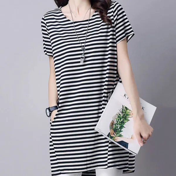 뉴타임즈 여성 반팔티 티셔츠 라운드 넥 무지 면 롱 티 A3 55 반팔