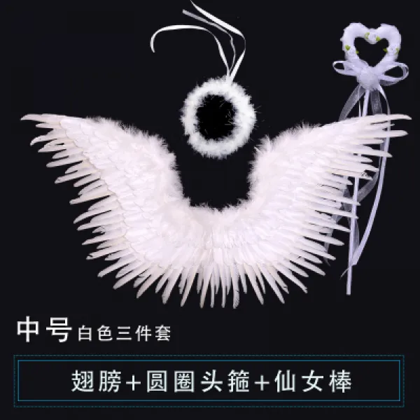 할로윈제품 뉴타입 모델 무대연주 깃털 날개 소품 절 할로윈데이 자동차전시 촬영 장식 T14 뉴타입 화이트 중간사이즈+라운드 머리띠+봉
