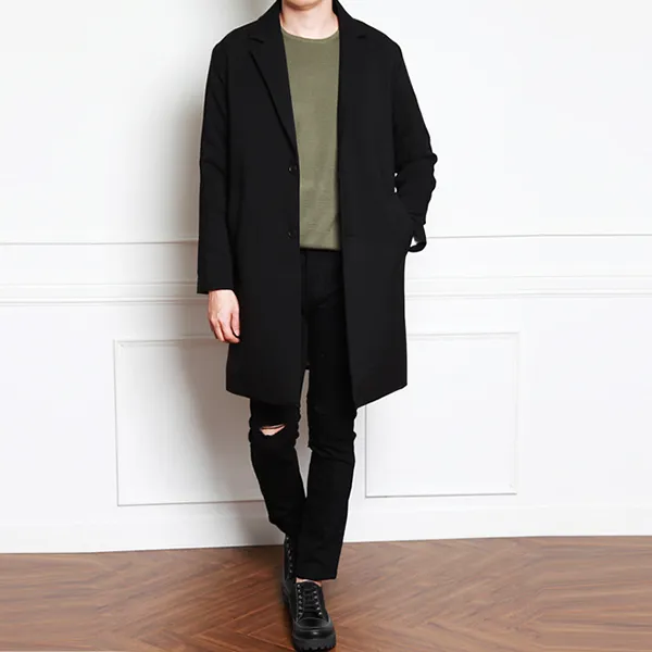 남자 봄 가을코트 투버튼 오버핏 싱글코트