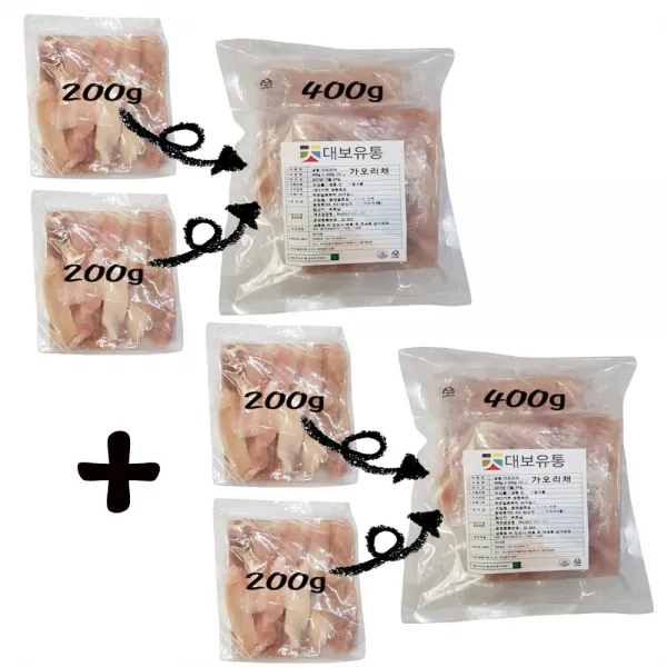 대보유통 몰도리도리 가오리채 200g 4봉 가오리날개 500g 2봉 가오리 1세트 1. 가오리채 200g 4봉 = 800g