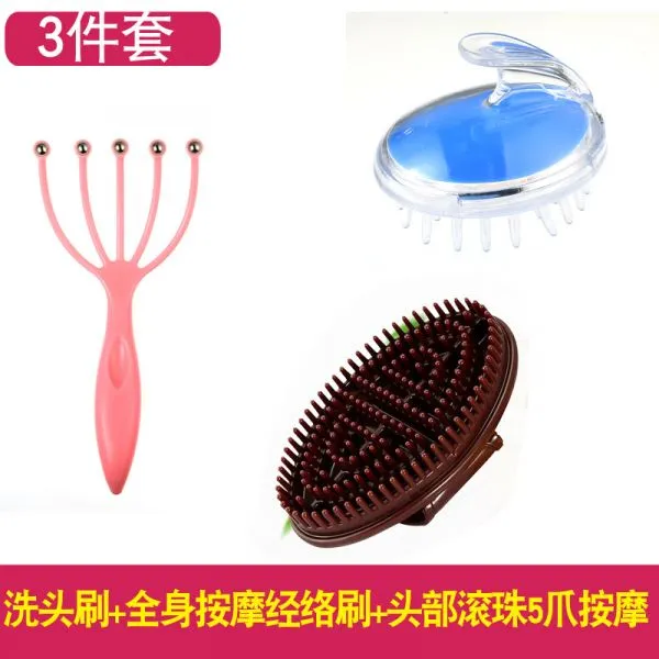 브러쉬겸 마사지건 두피가려울때 셀프마사지도구 시원한마사지 두피샴푸브러쉬 탈모에도움되는 두피각질제거하기 부모님마사지해주기 두피마사지기 문어발 공부하다사용하는 조용한 셀프로근육풀기, 단일사이즈, 3 종 세트 (샴푸 전신 헤드 볼 5 )