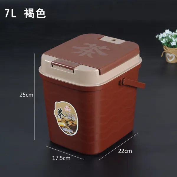 물통 따개 찻잔 담근 차통 찌꺼기 통 배출 차 새는 다도 대나무로 만든 몇 폐차, 미들사이즈 브라운레드 7L외짝 통있음