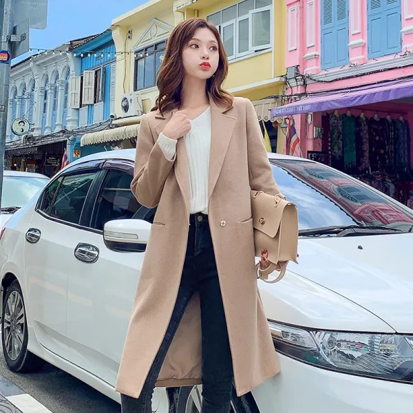 초록무역 해외배송 가을 데일리룩 롱 모직 원버튼 코트