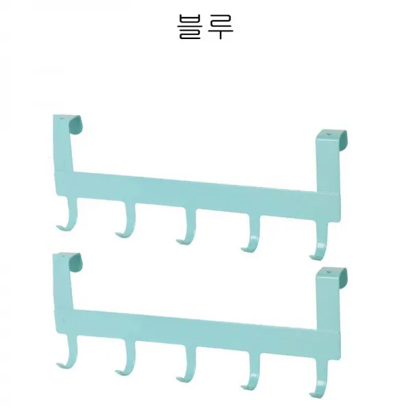 DALIN 기숙사 침실에 옷걸이 수납장 문 뒤편 옷걸이걸이 흔적없는 걸이걸이선반 QH17 A8, 2개, 블루
