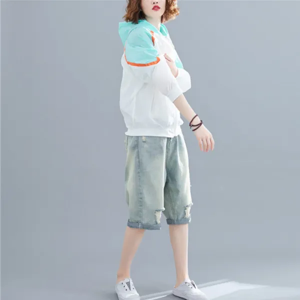 큰언니 1100 8335 오버핏 바람막이 이노락 트레이닝복 후드 배색자켓