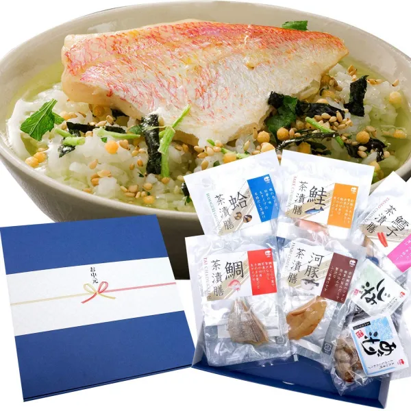お中元用のし付き お中元ギフト お茶漬けセット 高級食材 ギフト包装済み 백중날 용 톱니 백중날 선물 오차즈케 세트 고급 재료 선물 포장 요청, 1