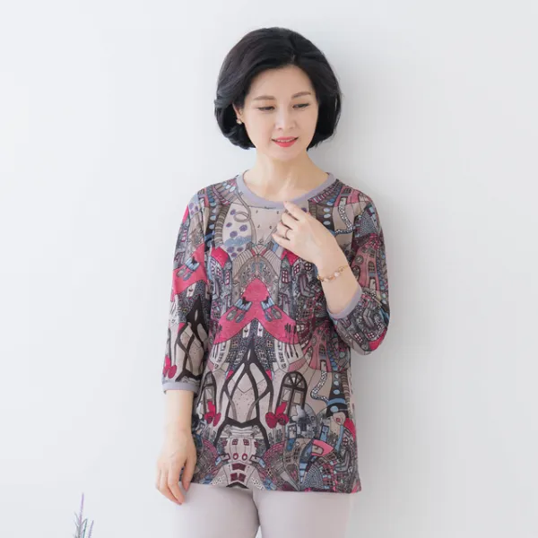 엄마옷 마담4060 타운마켓7부티셔츠 TE003083