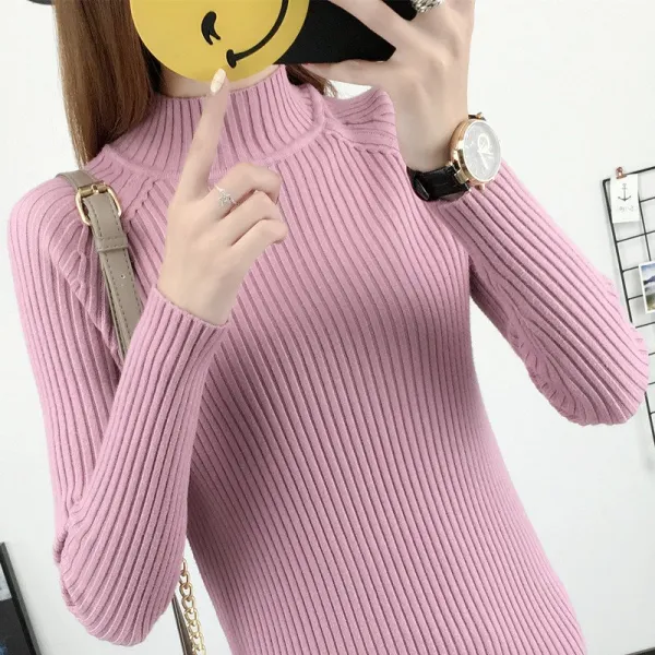 ZoneSHOP 여자 긴팔 반폴라 티셔츠 빅사이즈Q18