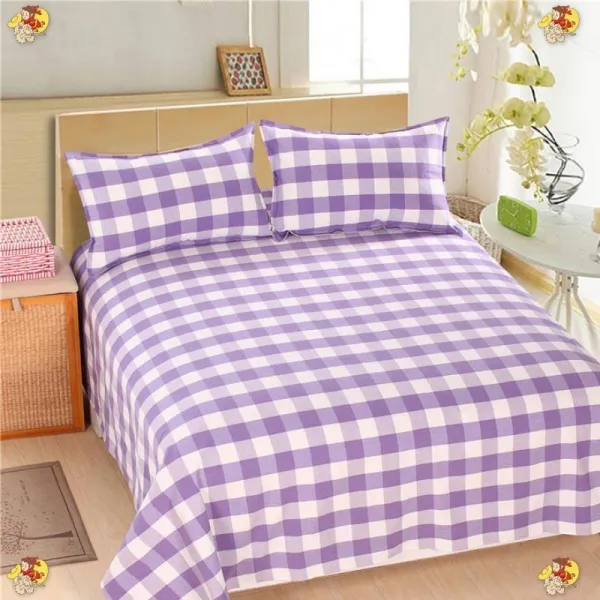 주문 헤드 깔끔한 침대시트 코튼 나신 자주색 격자