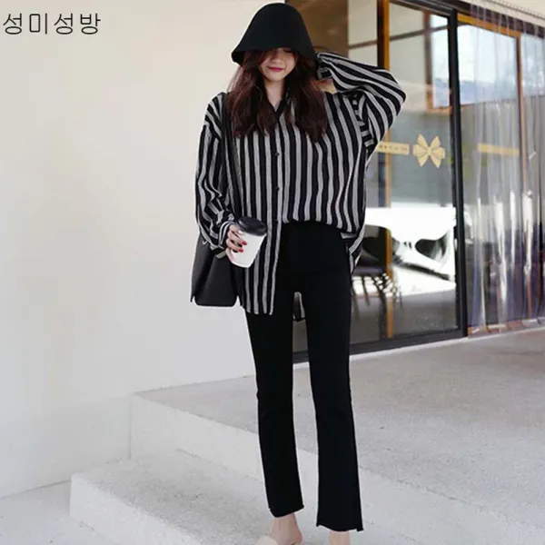 성미성방 가을 땡땡이 Mm 셔츠 기질 학생 긴팔 여 디자인 빈티지 하의 라지 캐주얼 뷔스티에 청 소매 톱 블라우스x02