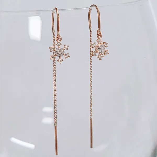 [윤금방] 14k 18k 스노우 플라워 드롭귀걸이 여성귀걸이 체인귀걸이