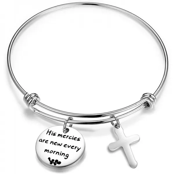 WUSUANED Lamentations 3:23 경전 팔찌 그의 자비는 매일 아침 새롭다 Christian Jewelry (그의 자비는